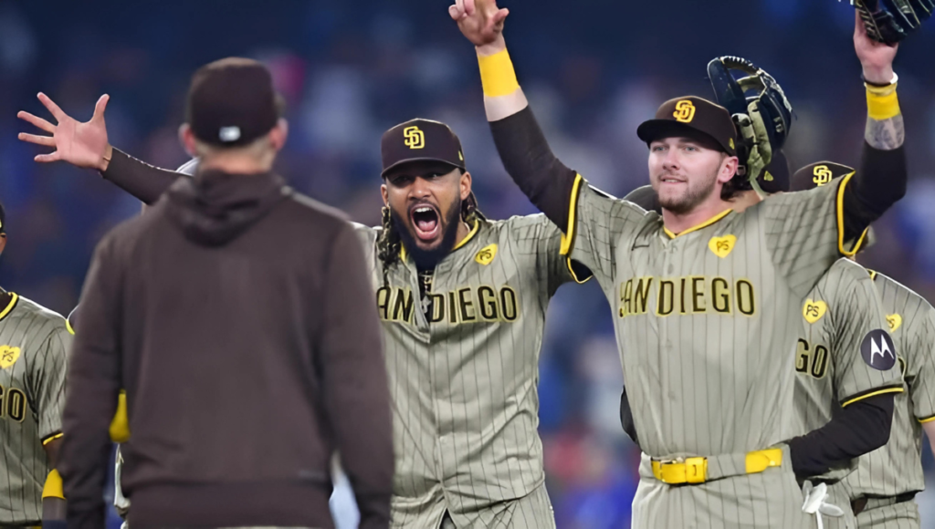 The Padres hit a game-winning triple to upset the Dodgers and clinch a playoff berth.