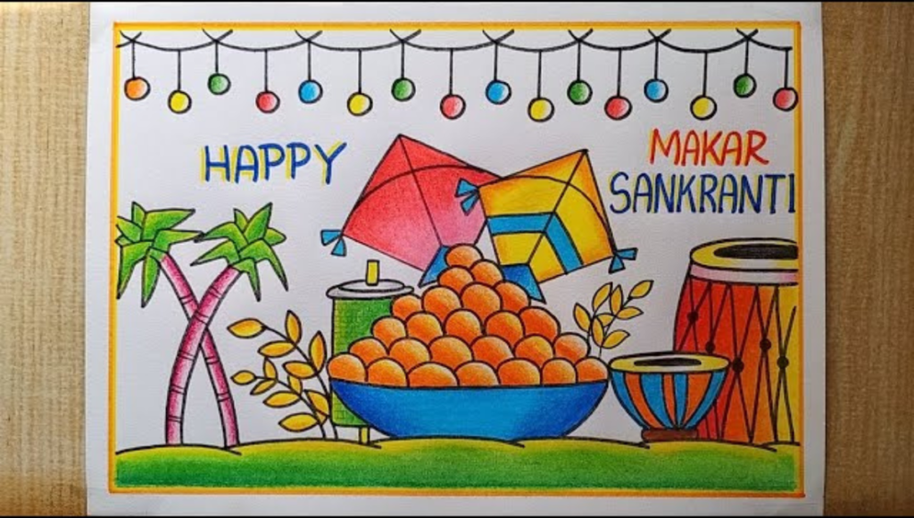 Creative Makar Sankranti Drawing