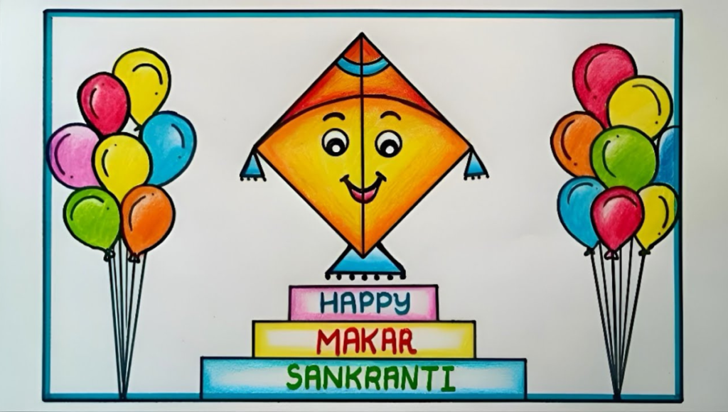 Creative Makar Sankranti Drawing