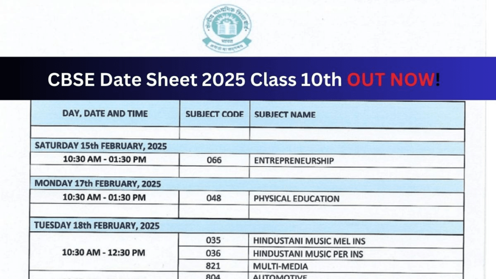 CBSE Date Sheet 2025