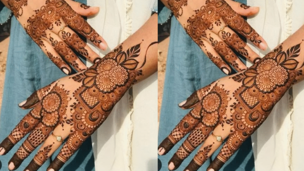 Flower Flower Stylish Back Hand Mehndi Design