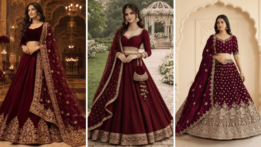 Wine Lehenga